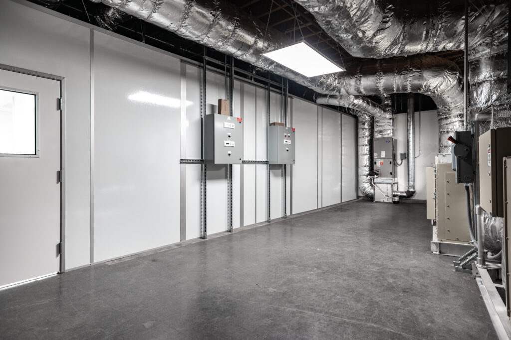 A cleanroom with ductwork.