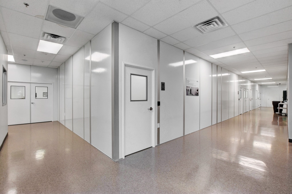 The inside of a biotechnology cleanroom built by Allied Cleanrooms.
