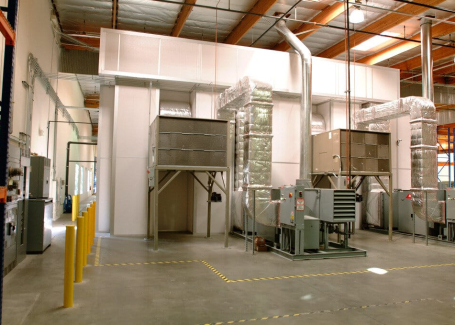 Air handling units outside of a modular cleanroom.