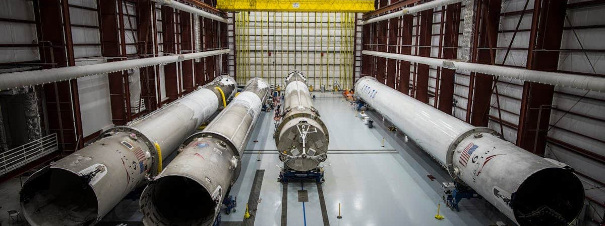 Inside a SpaceX aerospace development area.