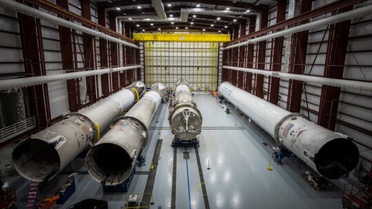 Inside a SpaceX aerospace development area.