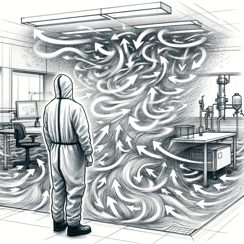 An illustration of turbulent airflow.