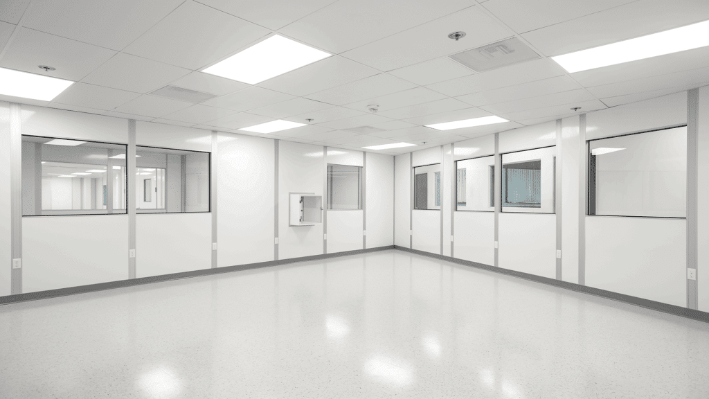 Empty modular cleanroom by Allied Cleanrooms ready for validation testing
